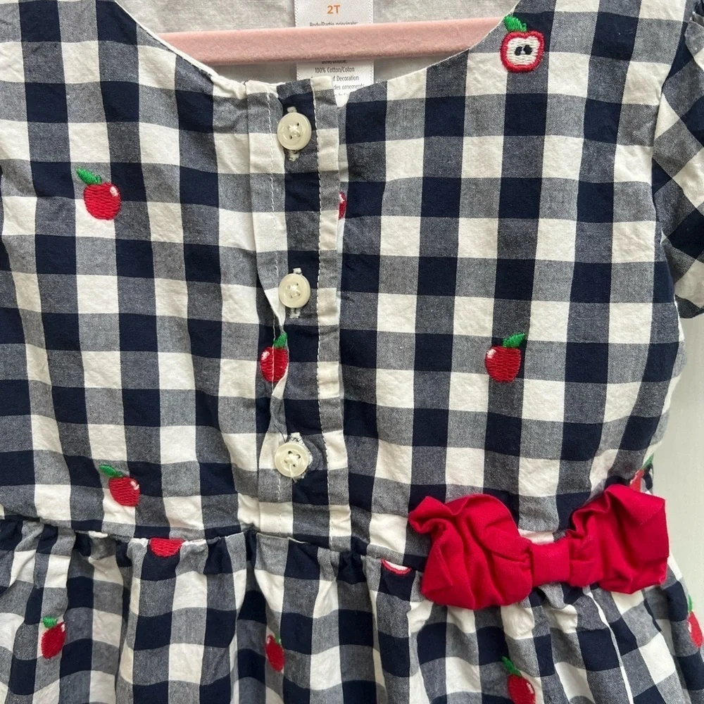 Gymboree 2T Buffalo Plaid Apple Girls Back to School Long Top/Dress